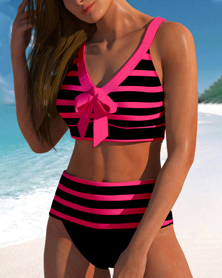 Laluna® | Pruhovaný bikini s vysokým pásom
