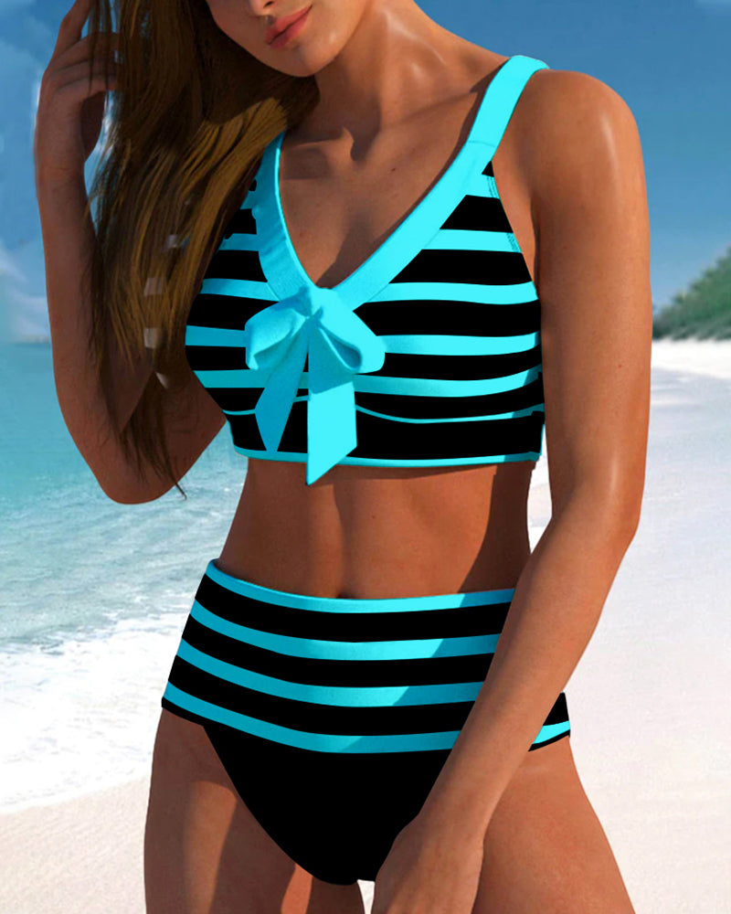 Laluna® | Pruhovaný bikini s vysokým pásom