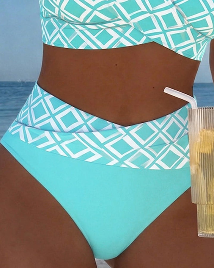 Dvojdielny Bikini s Podprsenkovým Strihom a Diamantovým Vzorom