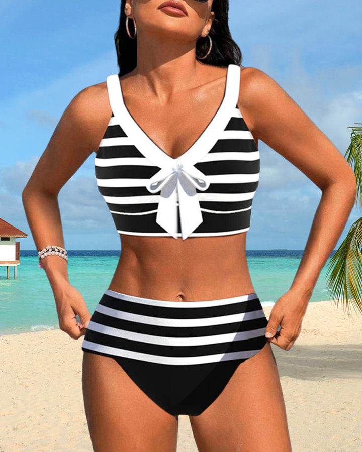 Laluna® | Pruhovaný bikini s vysokým pásom