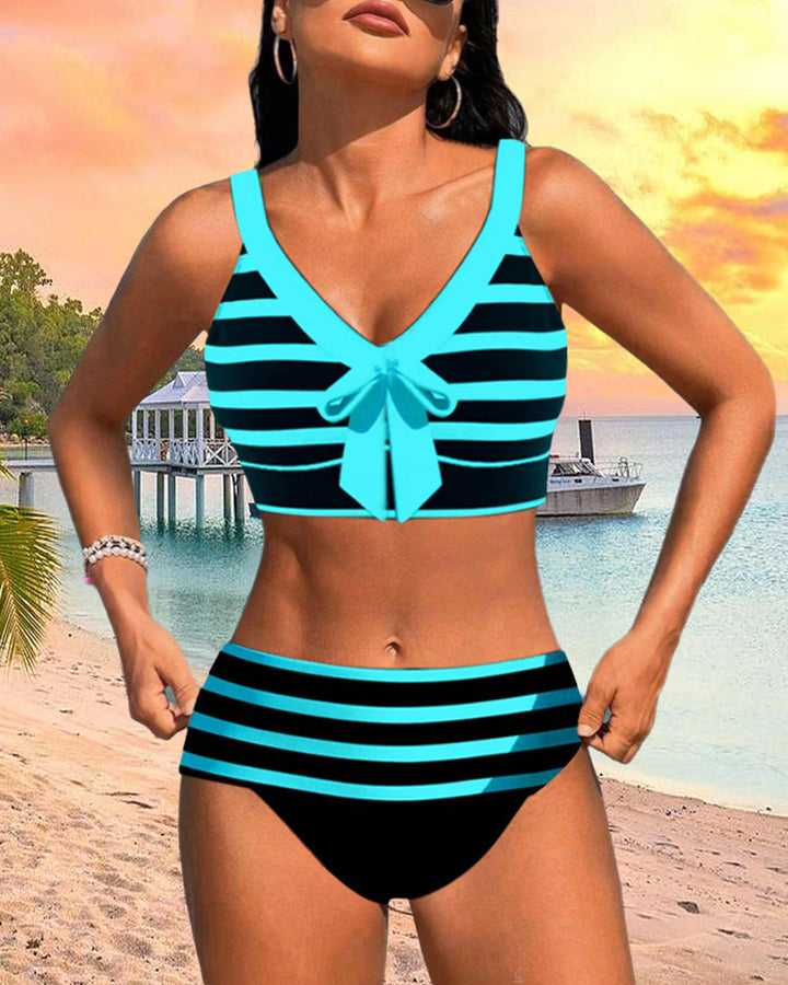 Laluna® | Pruhovaný bikini s vysokým pásom