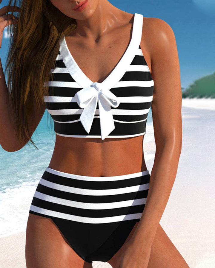 Laluna® | Pruhovaný bikini s vysokým pásom