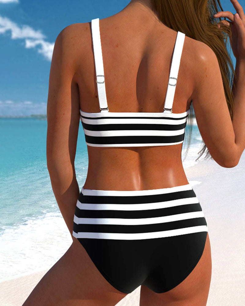 Laluna® | Pruhovaný bikini s vysokým pásom
