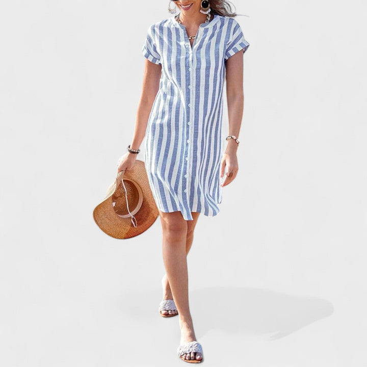 Martina | Elegantná pruhovaná košeľová šaty
