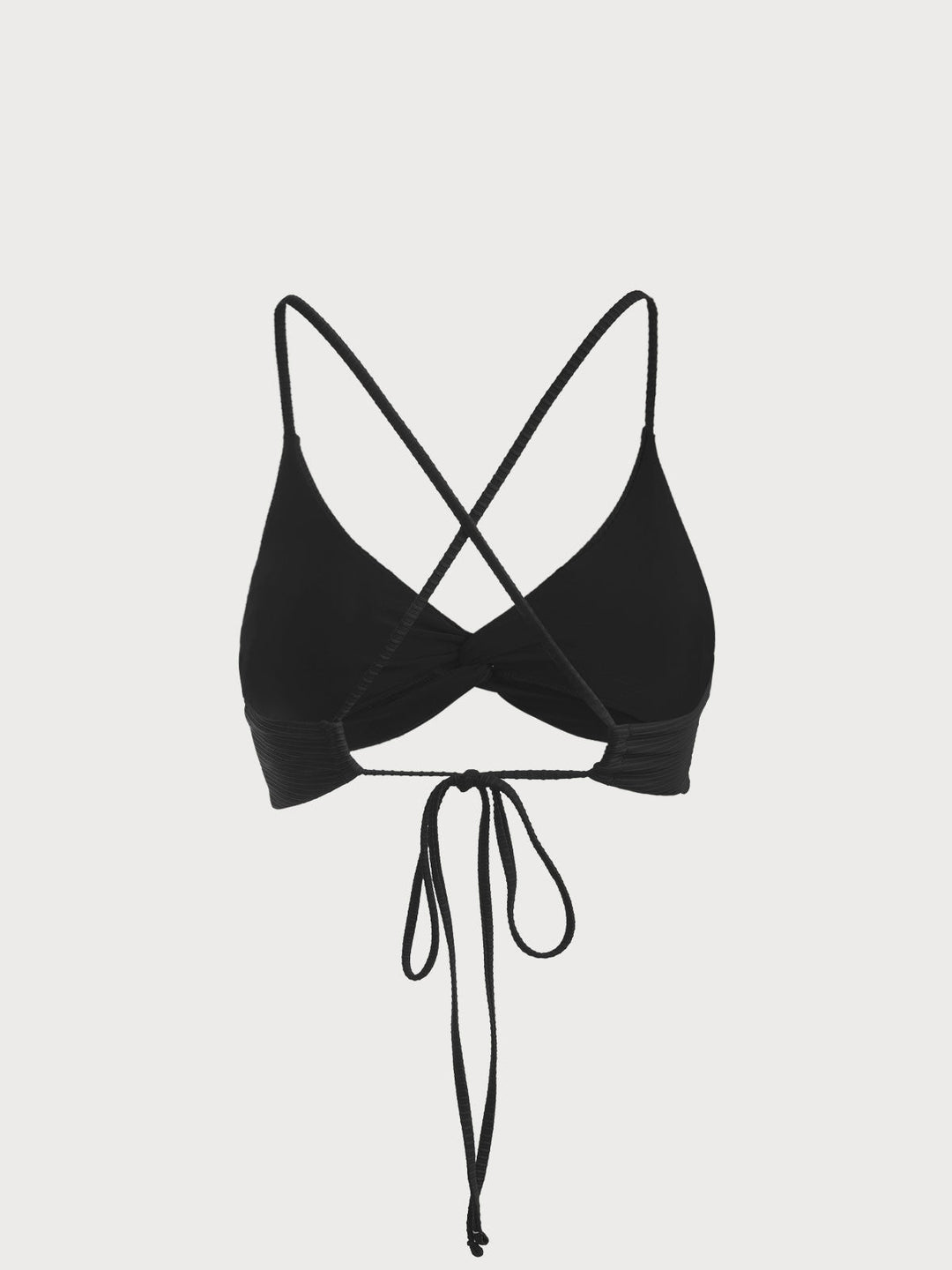 Čierny twist bez chrbta bikiny top
