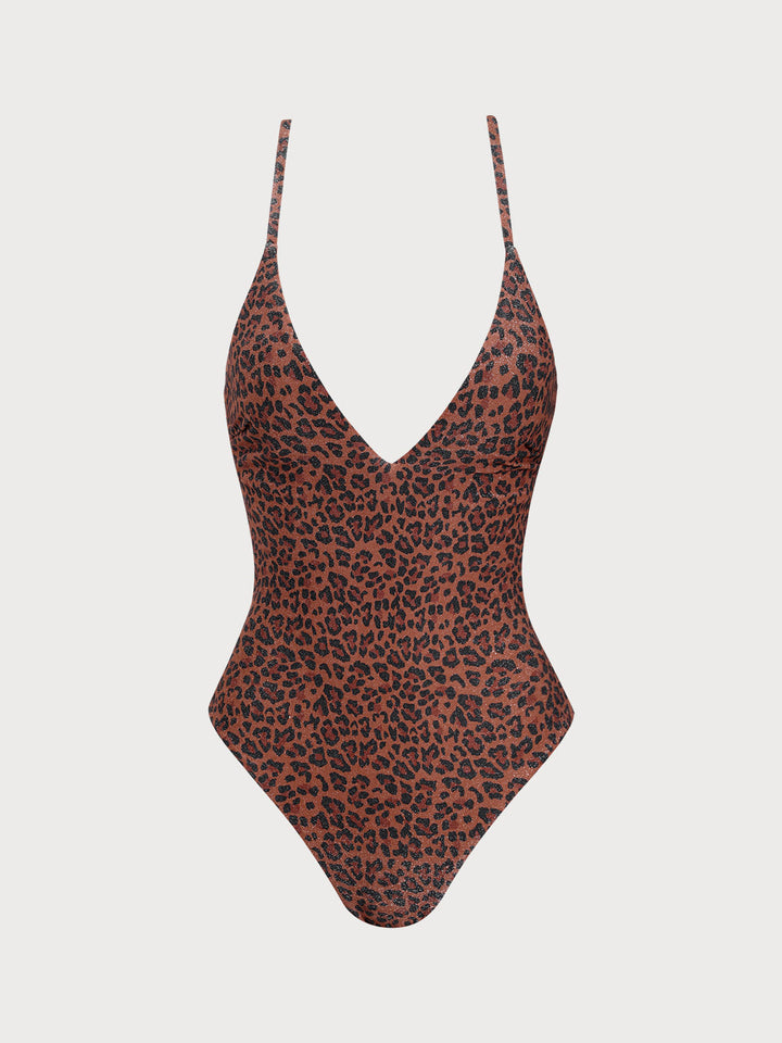 Leopardí vzor Lurex jednodielne plavky