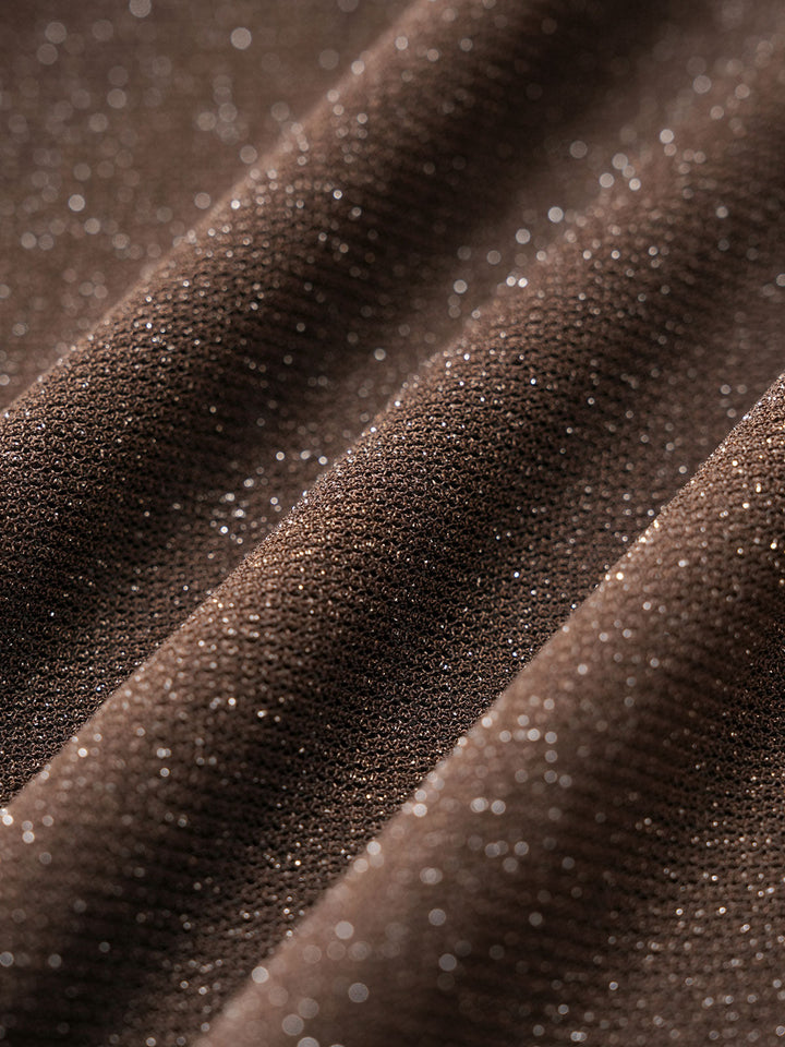 Tmavá káva Shimmer Cover Up sukňa