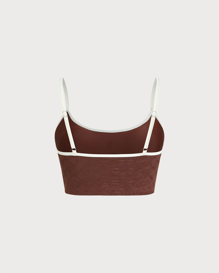 Tmavá káva Spaghetti Strap Crop
