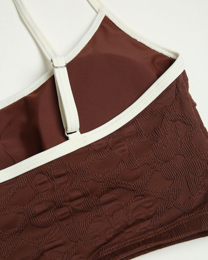 Tmavá káva Spaghetti Strap Crop