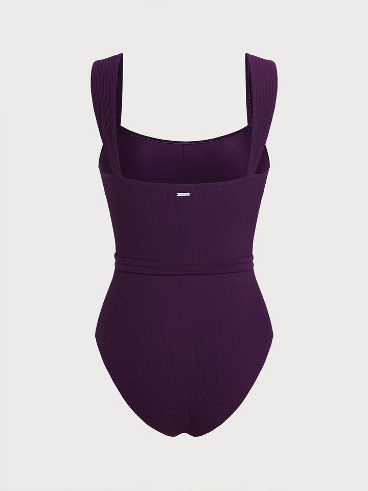 Fialový odnímateľný pás One-Piece plavky