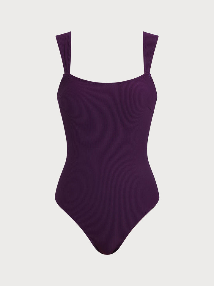Fialový odnímateľný pás One-Piece plavky