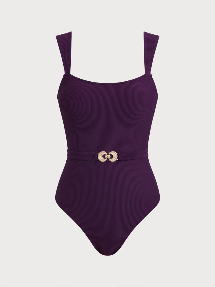 Fialový odnímateľný pás One-Piece plavky