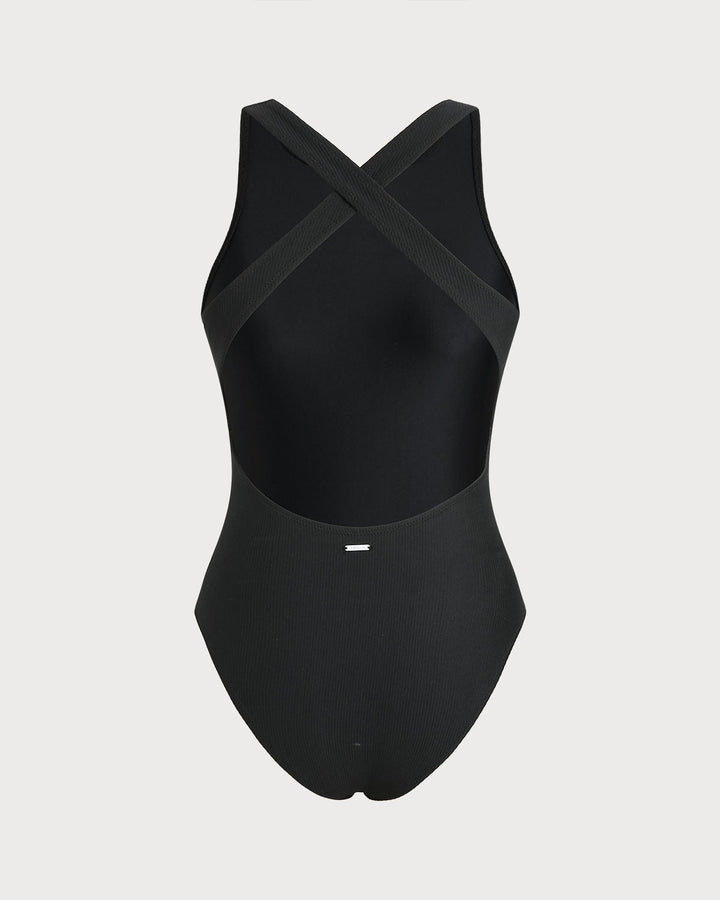 Čierny Crossback bez vypchávok Surf One-Piece
