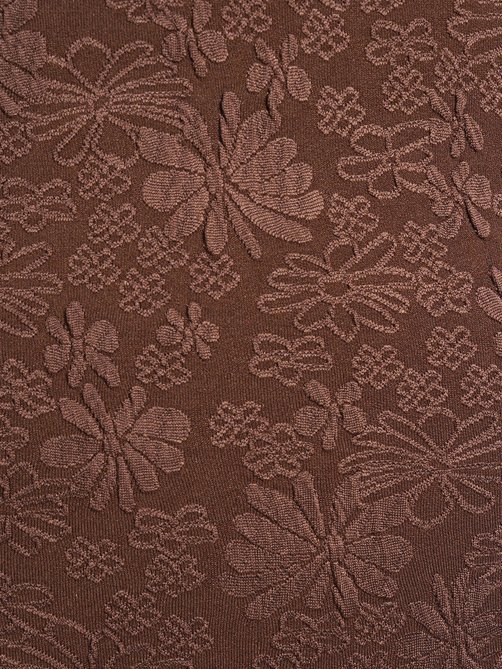 Kávové Jacquard plážové šortky s bočným viazaním